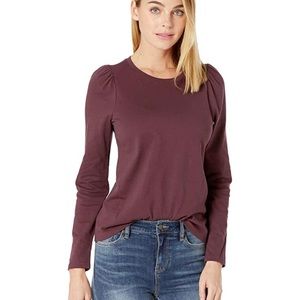 Madewell Diary Puff-Sleeve Top | Size M | Dark Fig